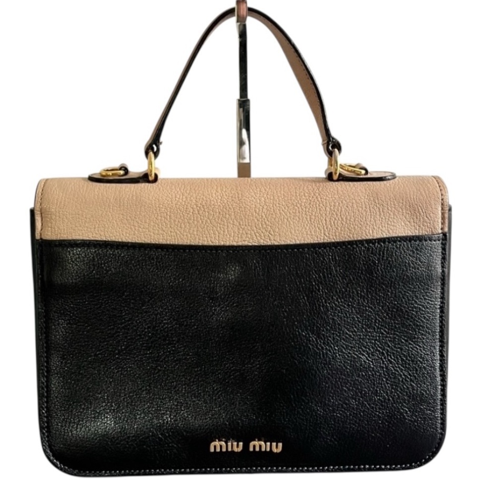 Miu Miu Madras Cipria Leather Top Handle Crossbody Satchel - Picture 4 of 16